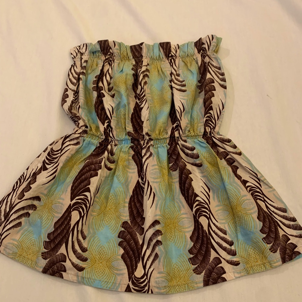 Women’s Strapless Tropical Ruffle Top Size S